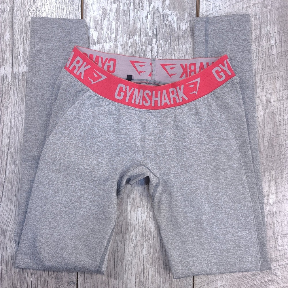 Gymshark Leggings Women Size S Grey Pink Logo Waistband Dry Moisture Management